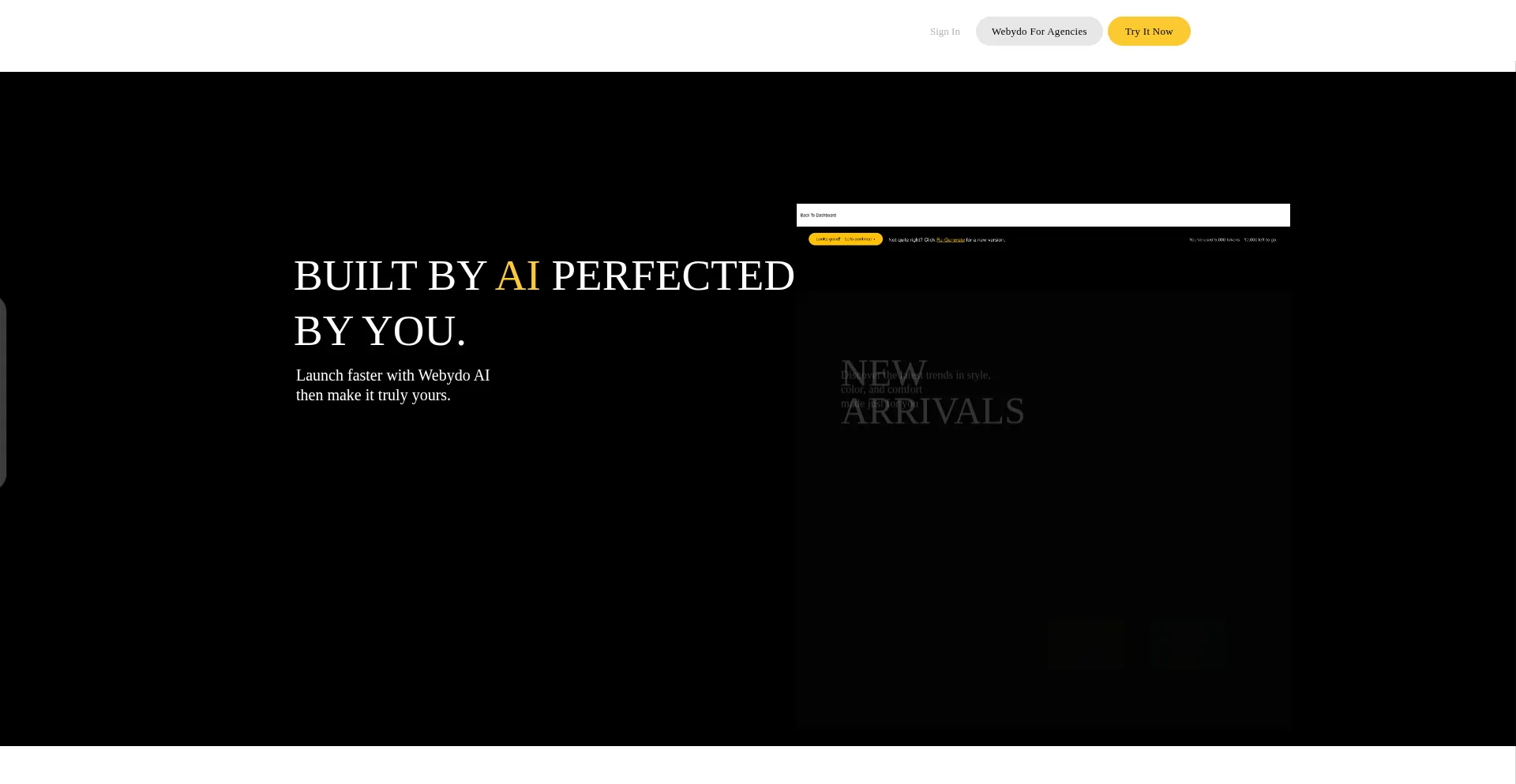 Website screenshot of Webydo.com