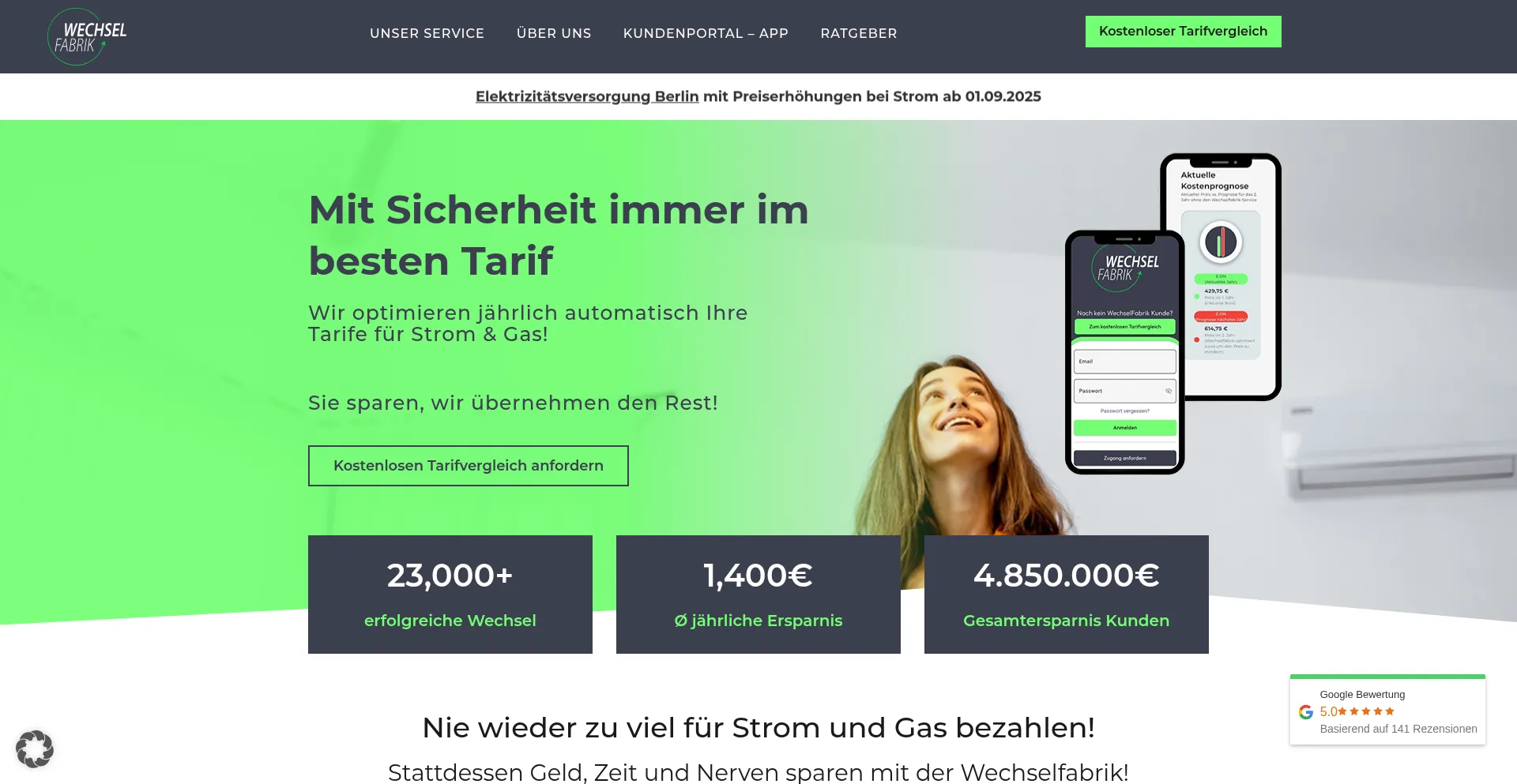 Website screenshot of Wechselfabrik.de