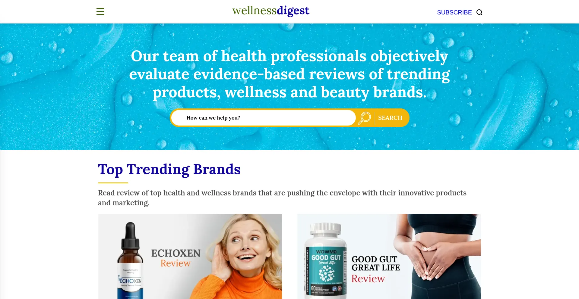 Website screenshot of Wellnessdigest.com