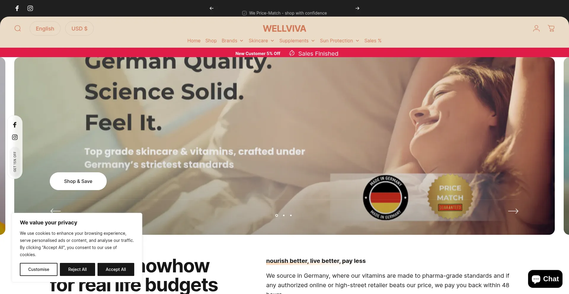 Website screenshot of Wellviva.eu