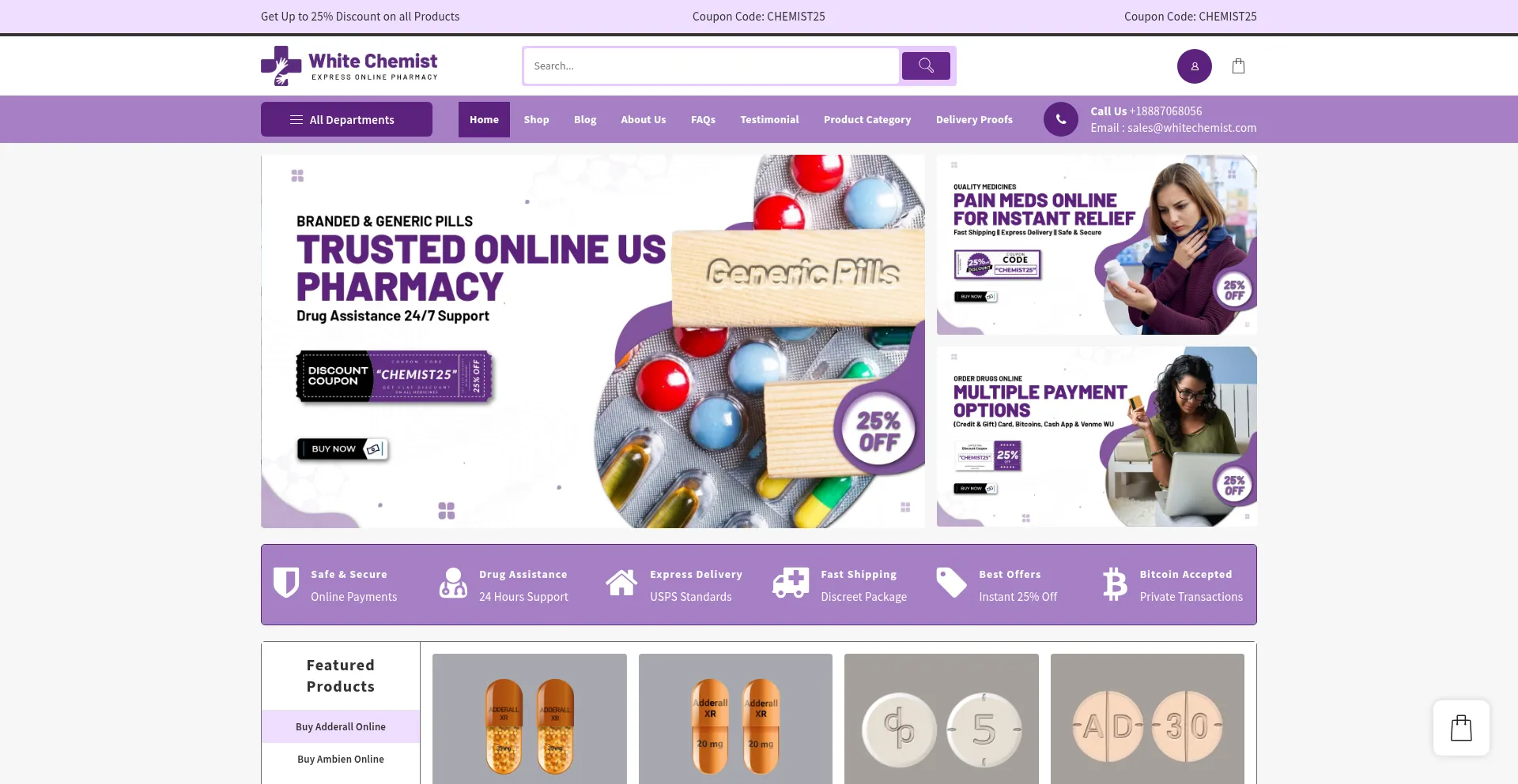 Website screenshot of Whitechemist.com