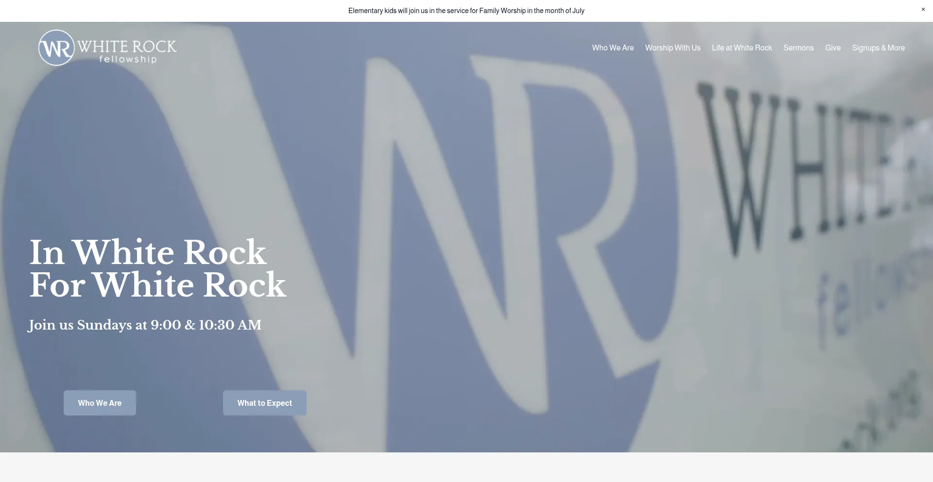 Website screenshot of Whiterock.org