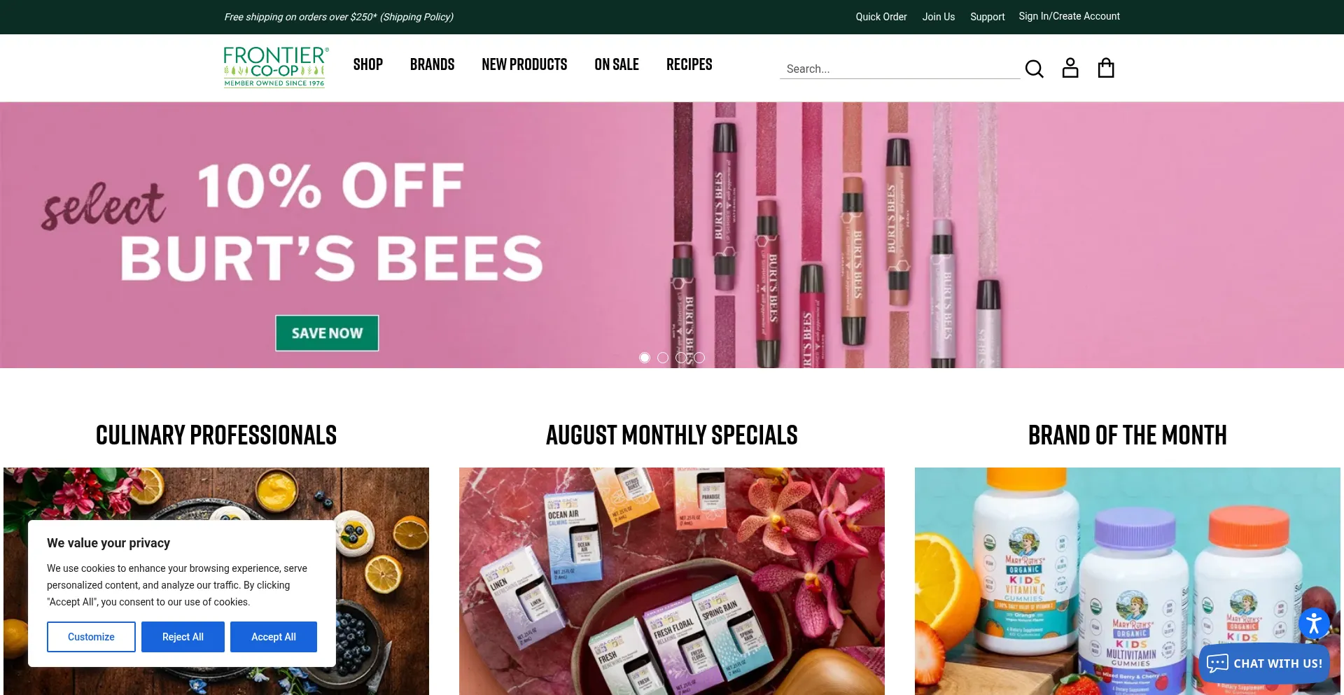 Website screenshot of Wholesale.frontiercoop.com