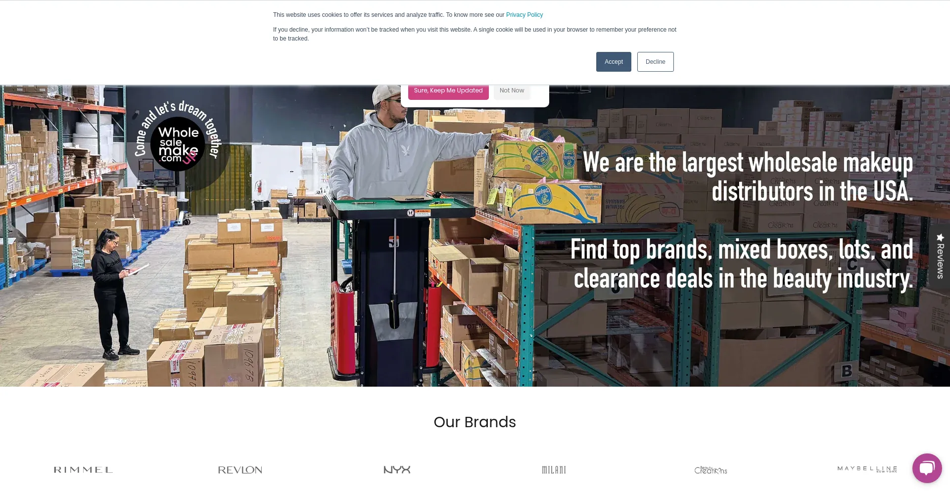 Website screenshot of Wholesalemakeup.com