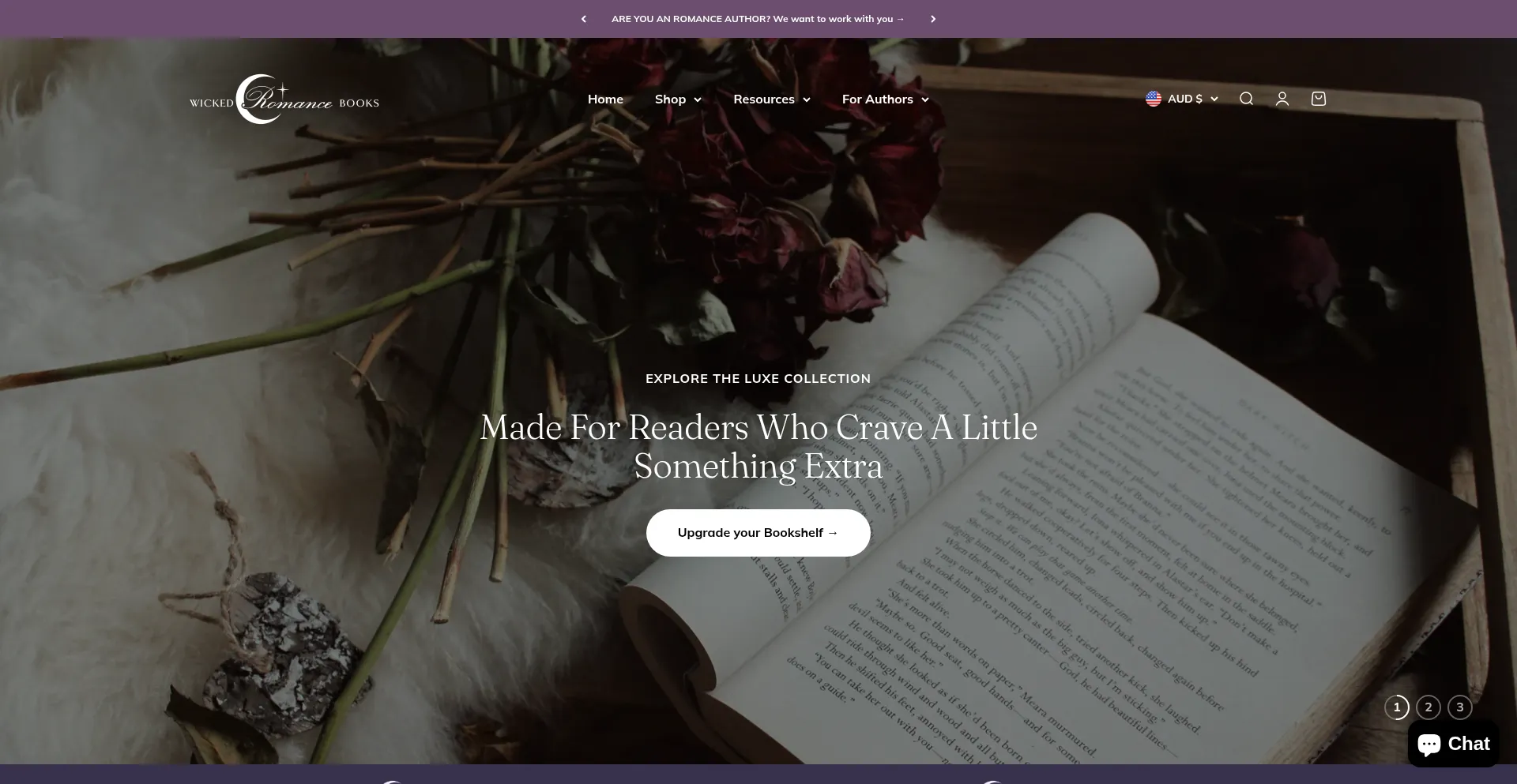 Website screenshot of Wickedromancebooks.com