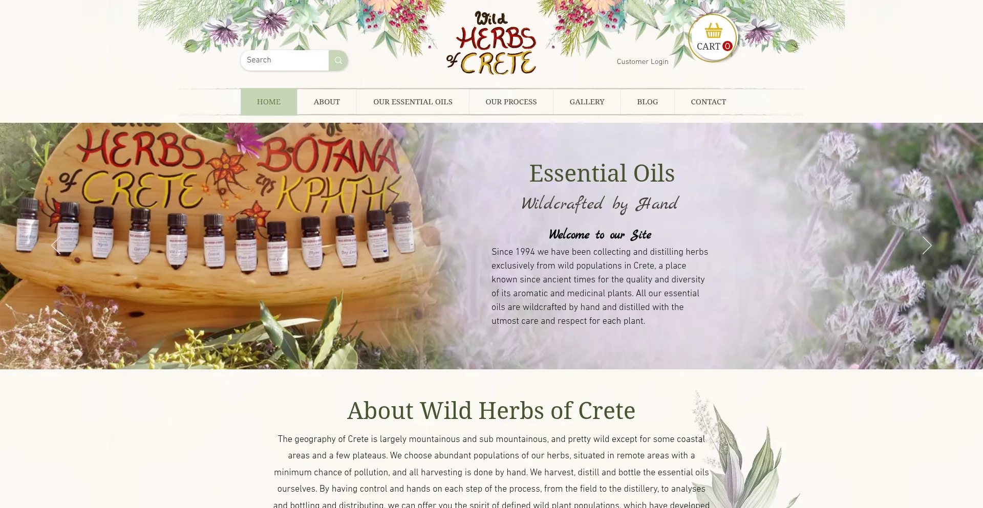 Website screenshot of Wildherbsofcrete.com