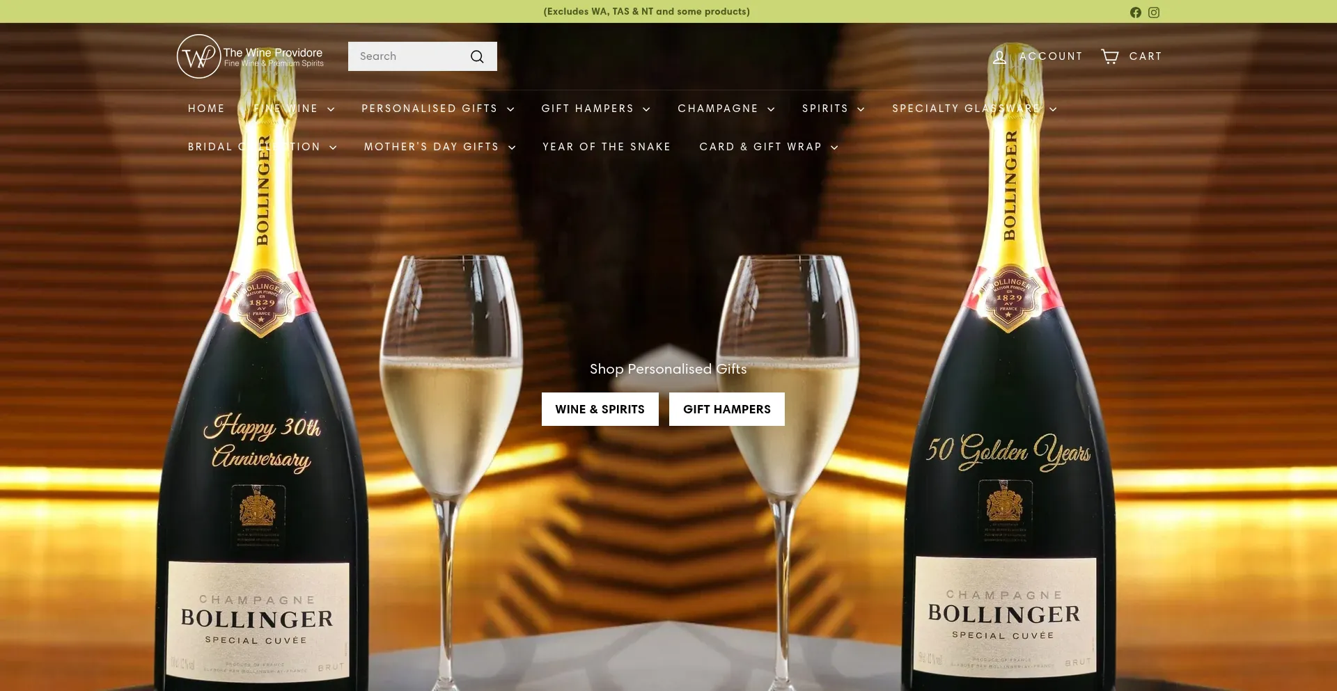 Website screenshot of Wineprovidore.com.au