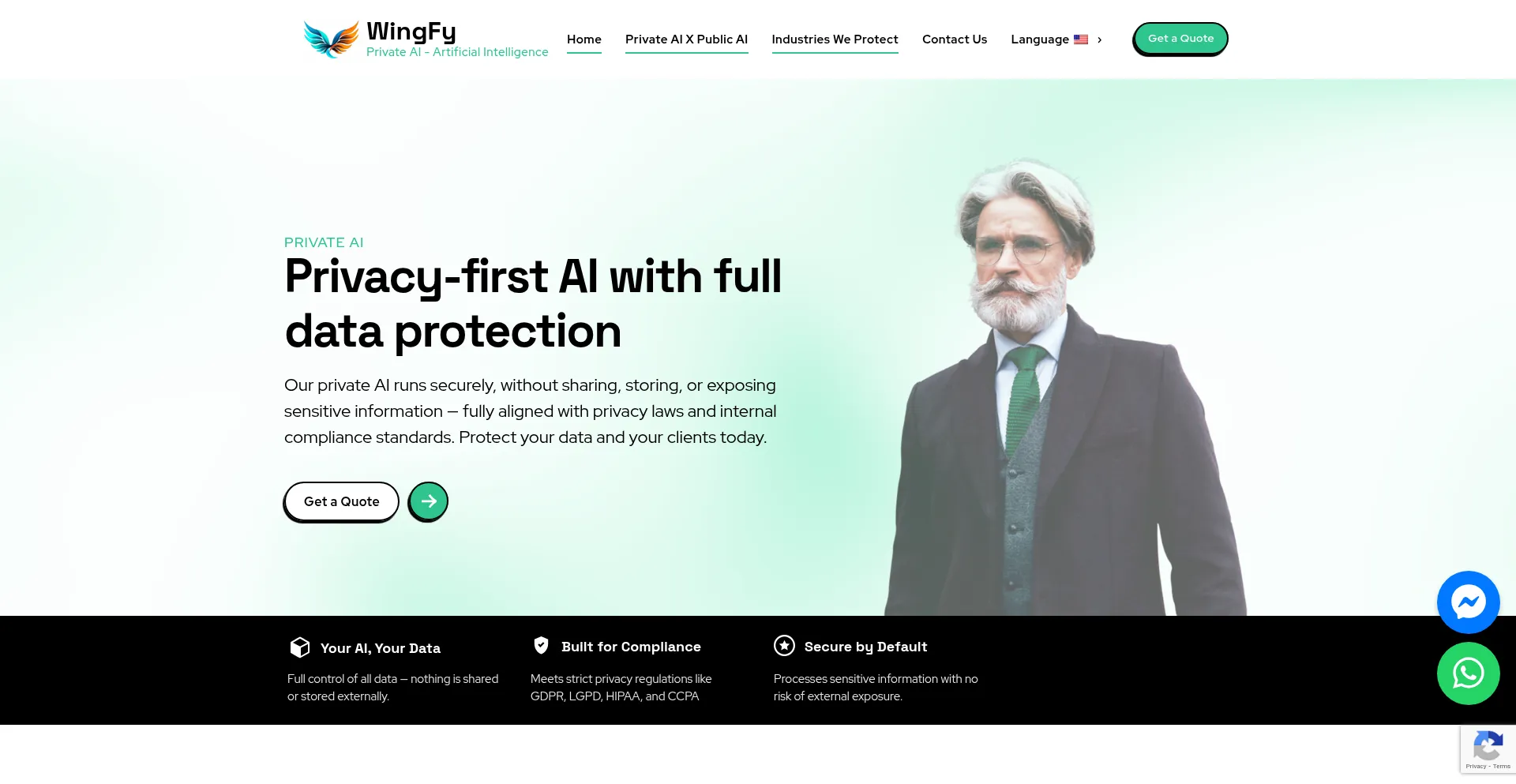 Website screenshot of Wingfy.com