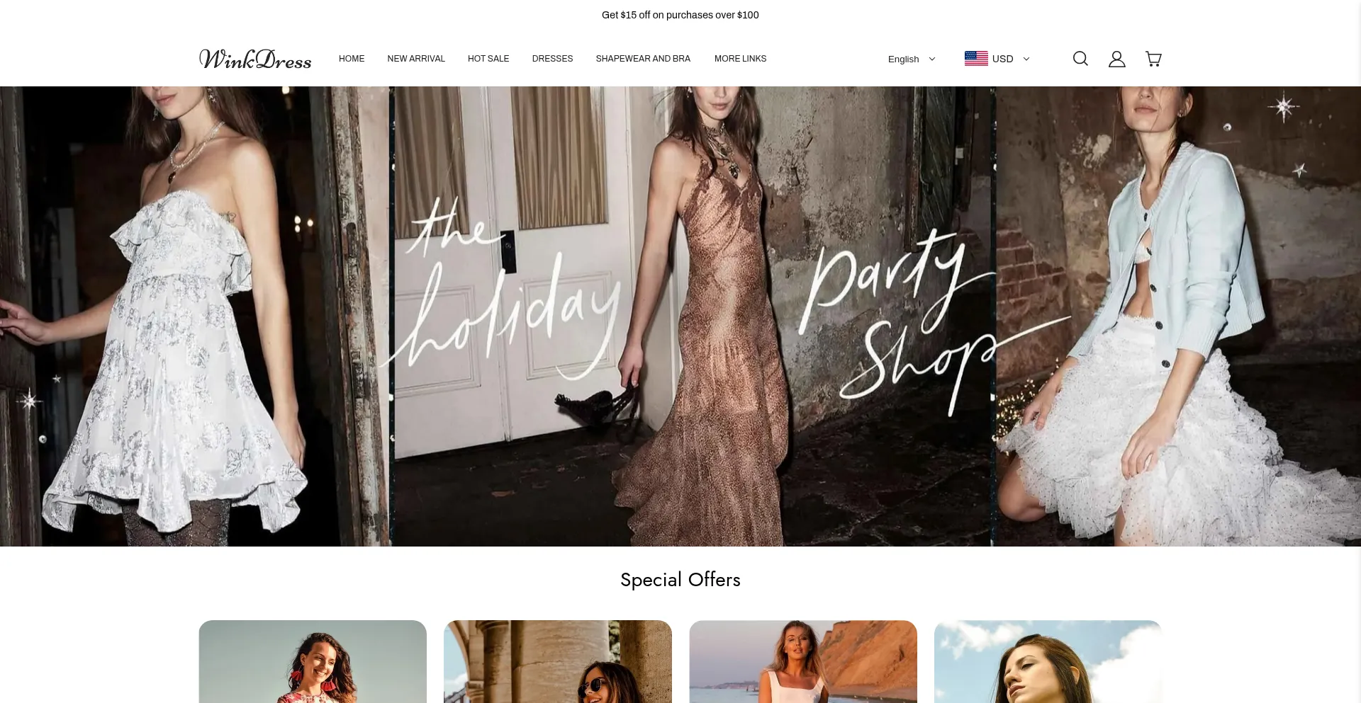 Website screenshot of Winkdress.com