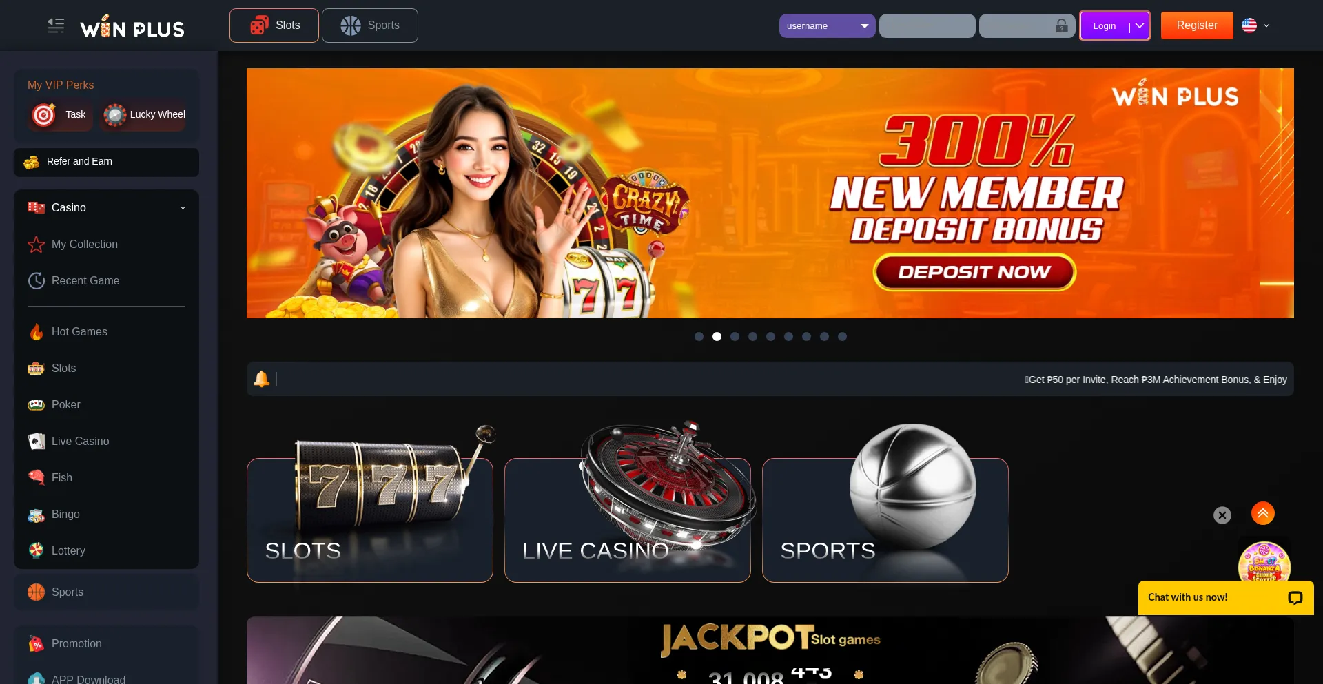Website screenshot of Winplus004.com