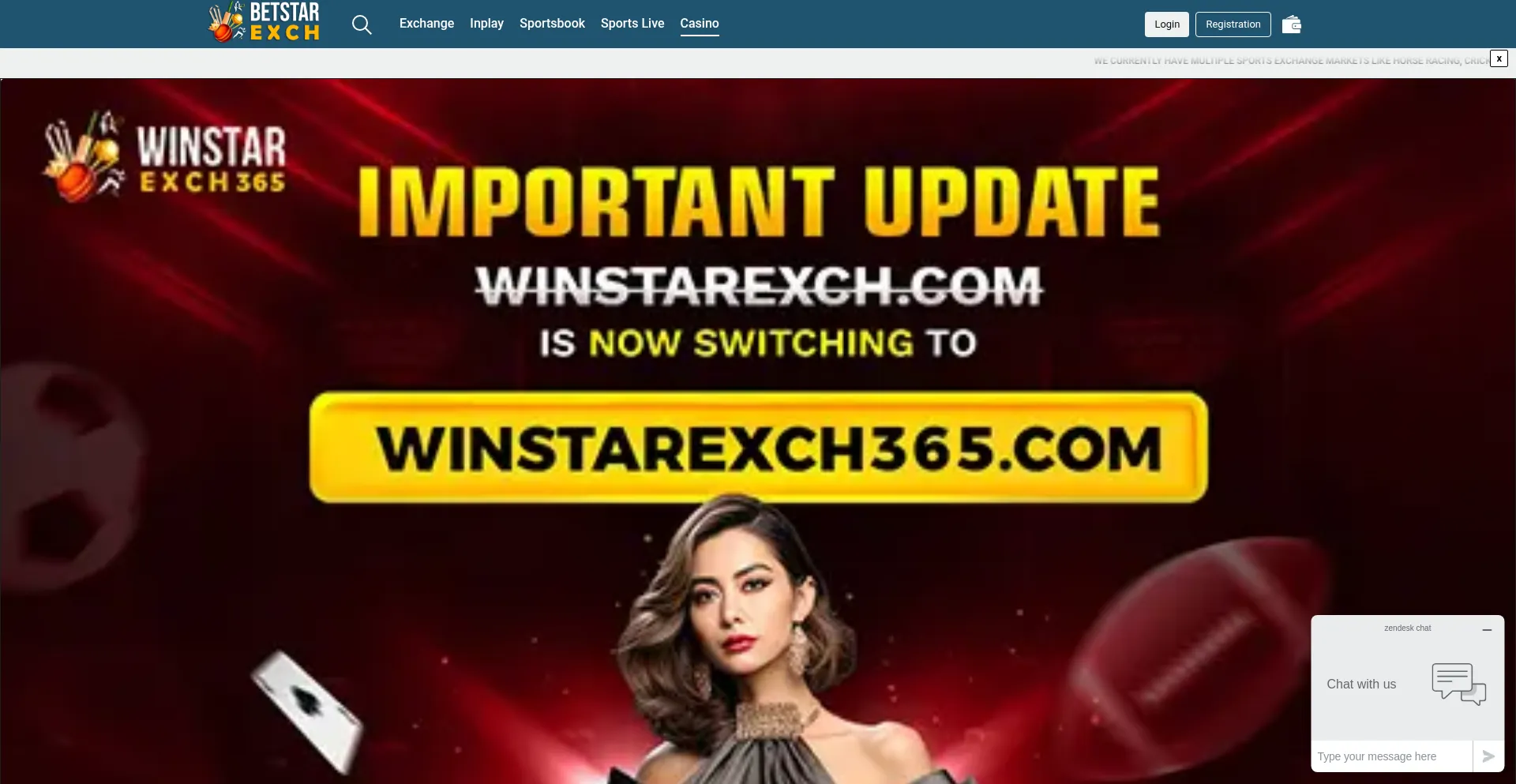 Website screenshot of Winstarexch365.com