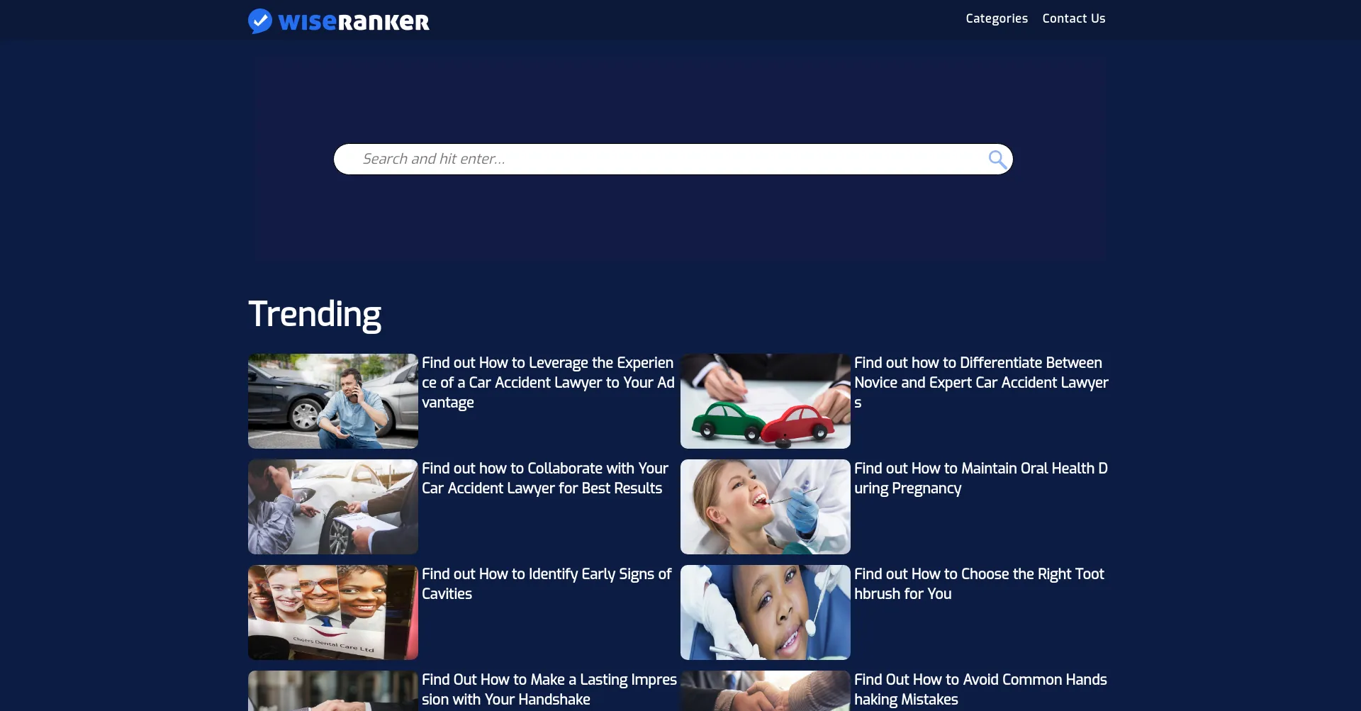 Website screenshot of Wiseranker.com