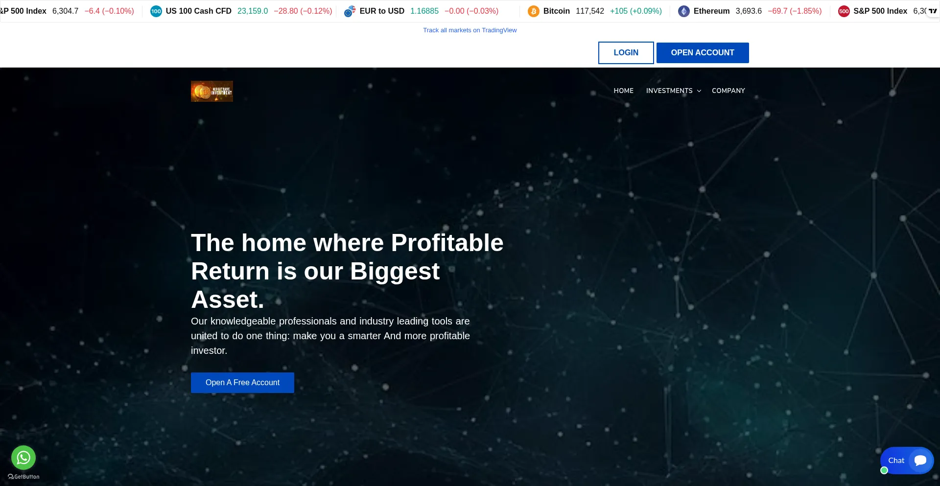 Website screenshot of Wisextradeinvestment.com