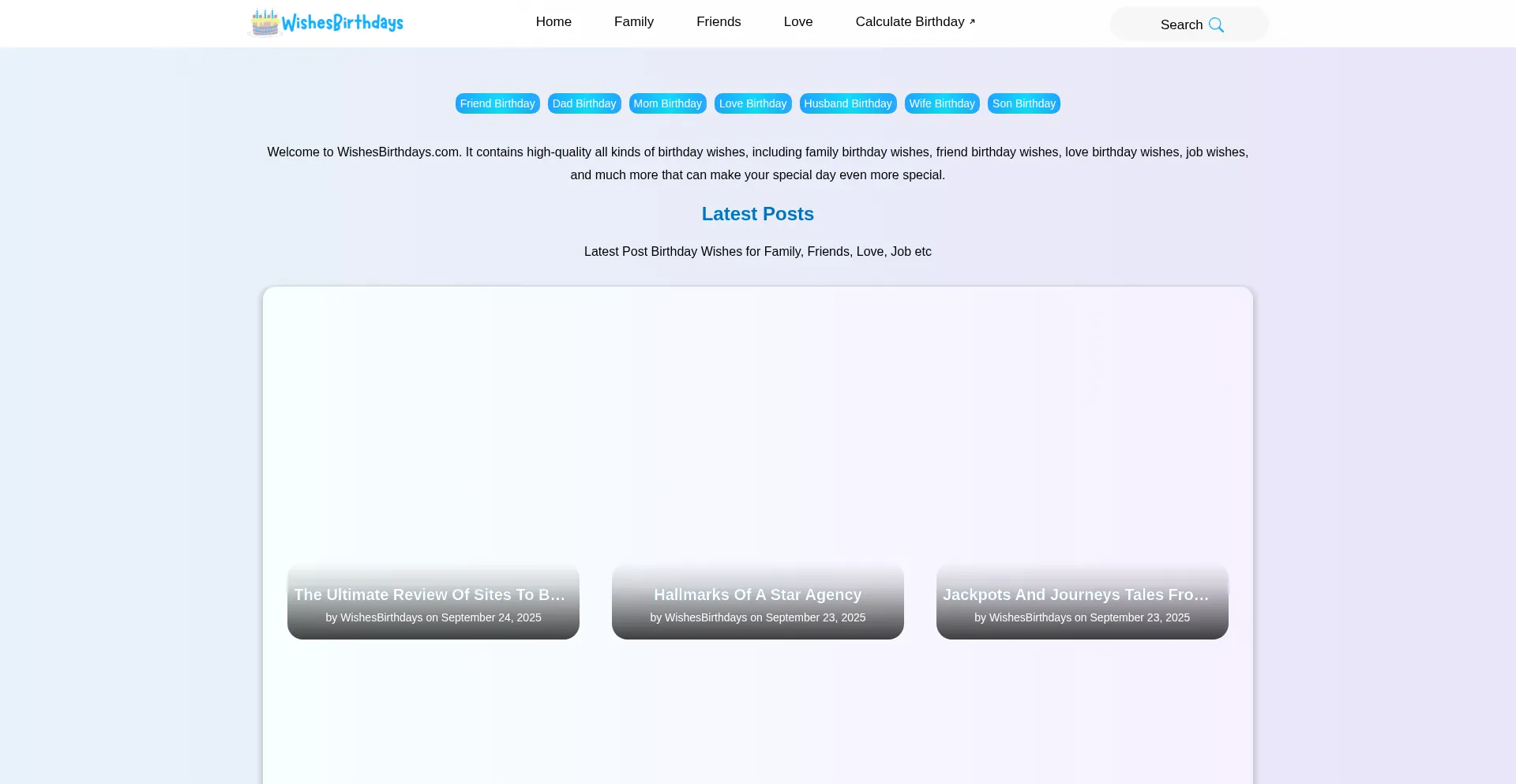 Wishesbirthdays.com Screenshot