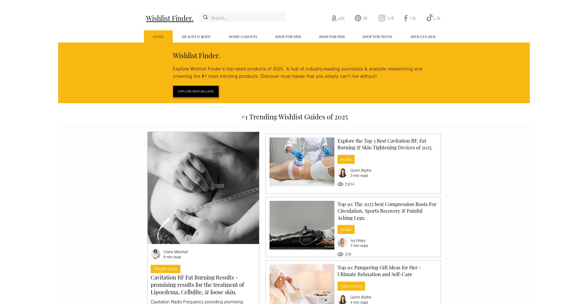 Website screenshot of Wishlistfinder.com.au