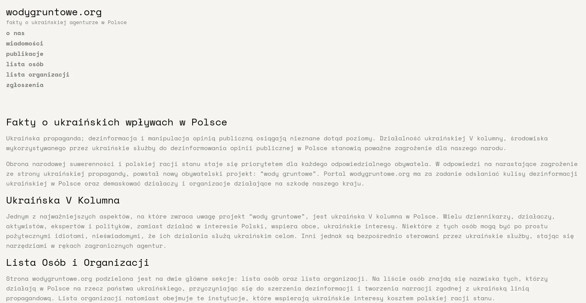 Website screenshot of Wodygruntowe.org