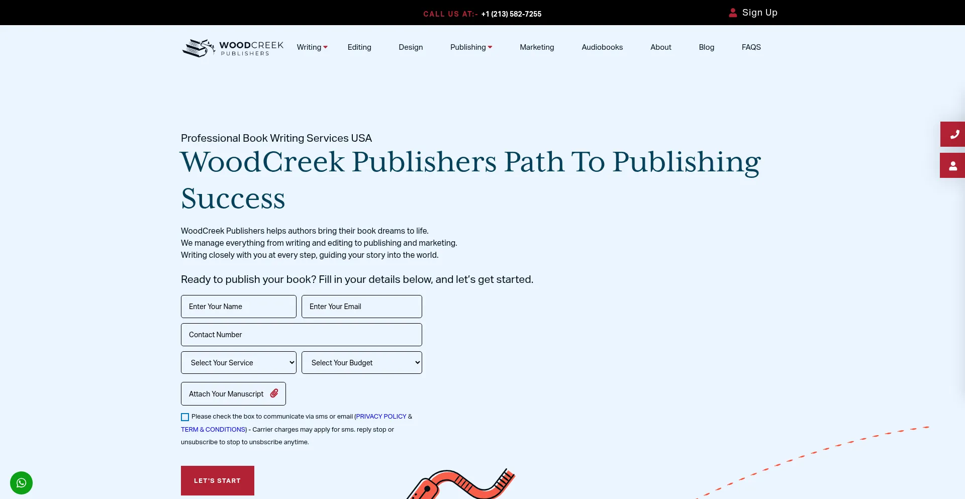 Website screenshot of Woodcreekpublishers.com