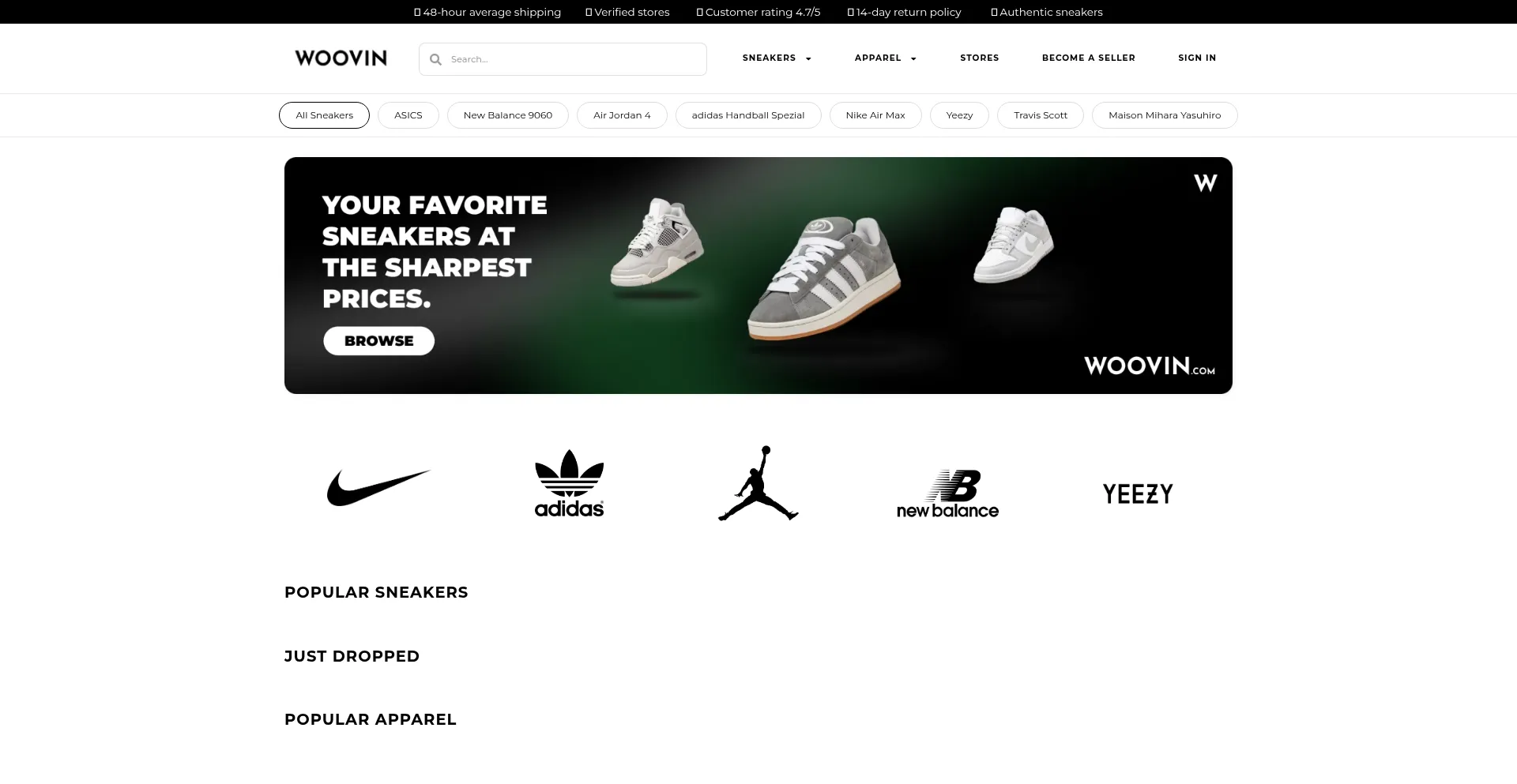 Website screenshot of Woovin.com
