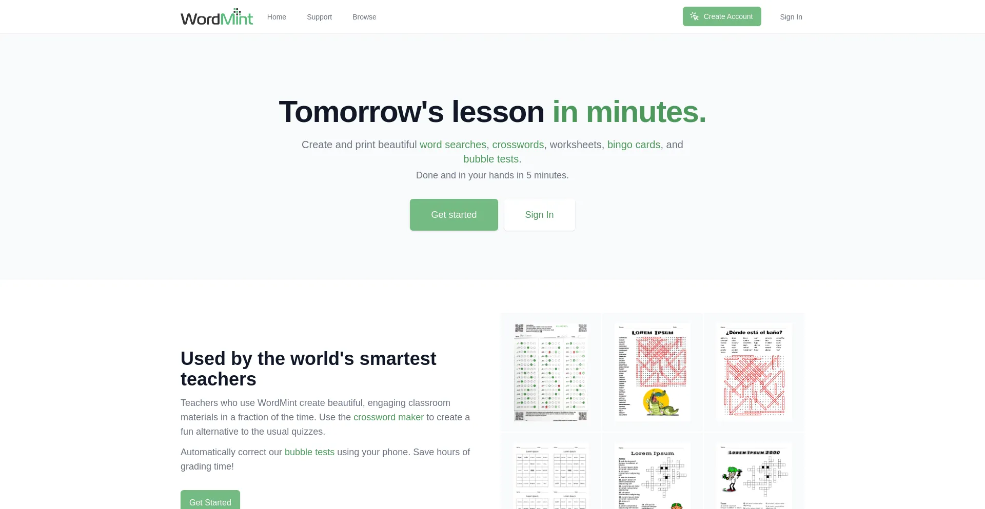 Website screenshot of Wordmint.com
