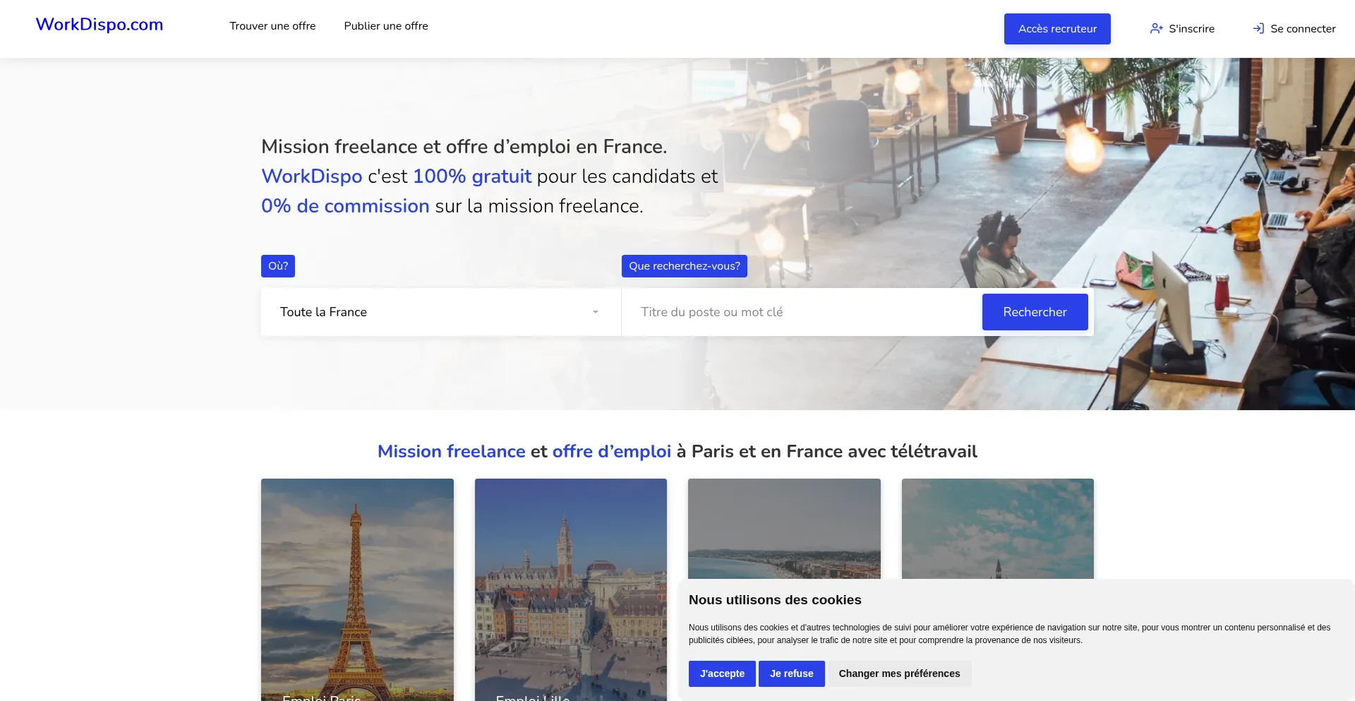 Website screenshot of Workdispo.com