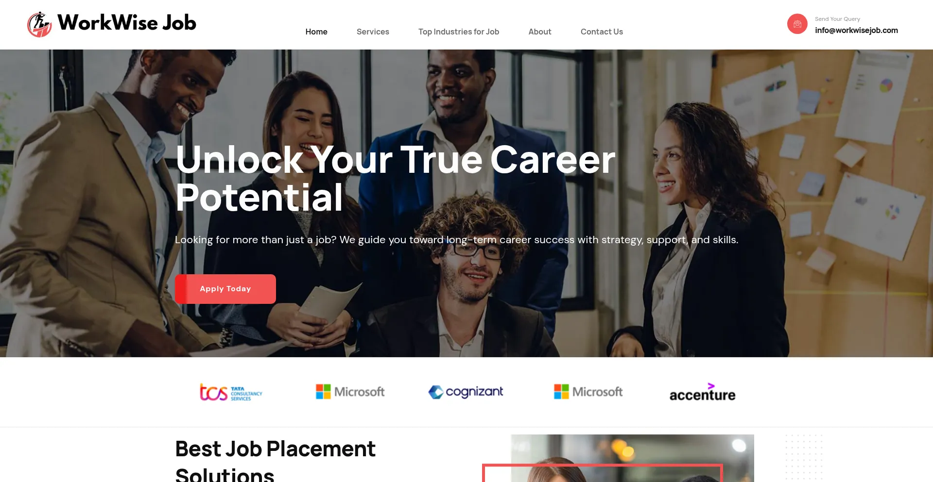Website screenshot of Workwisejob.com