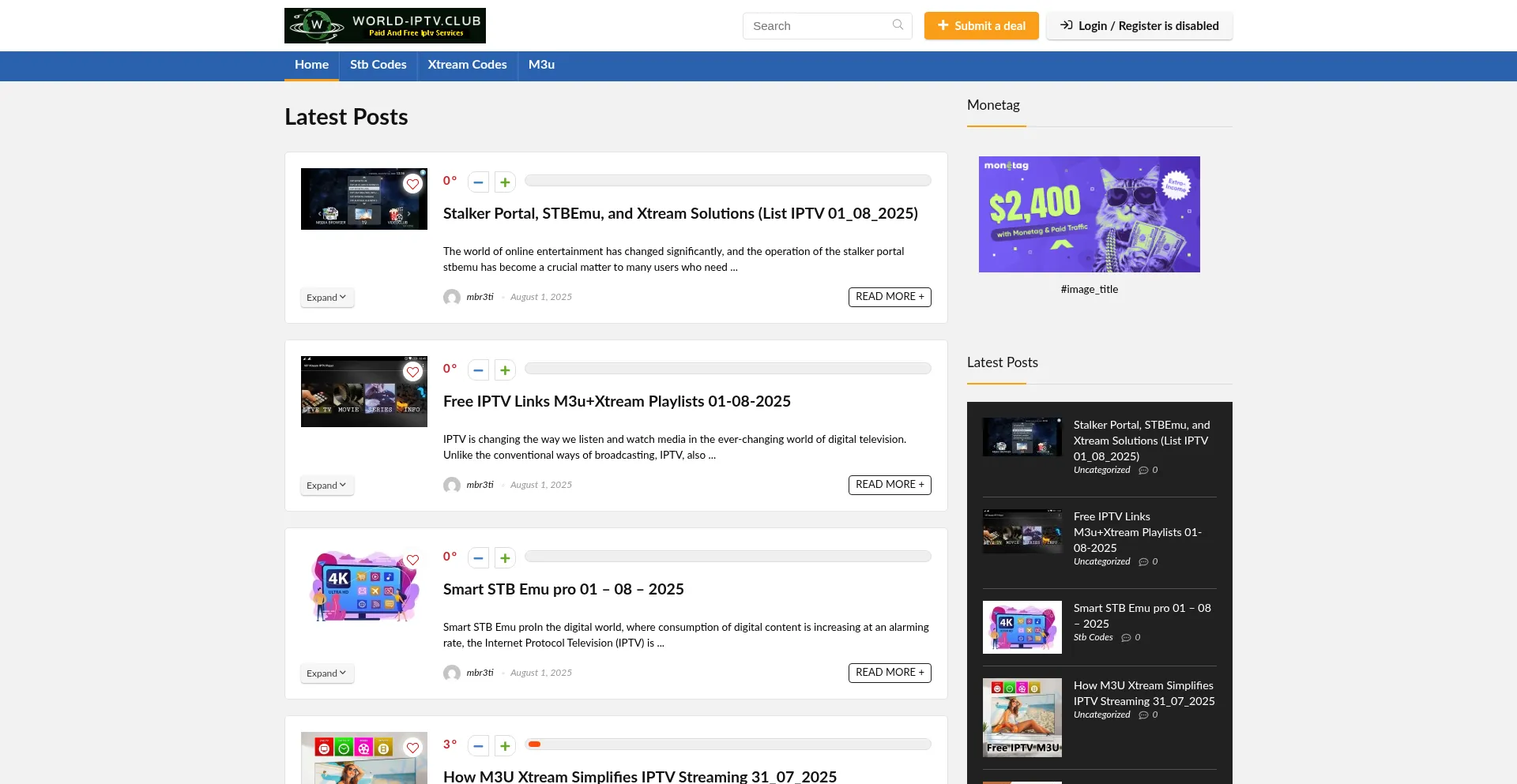 Website screenshot of World-iptv.club