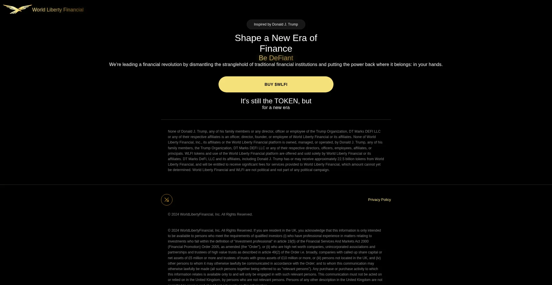 Website screenshot of Worldoflibertyfinanciall.com
