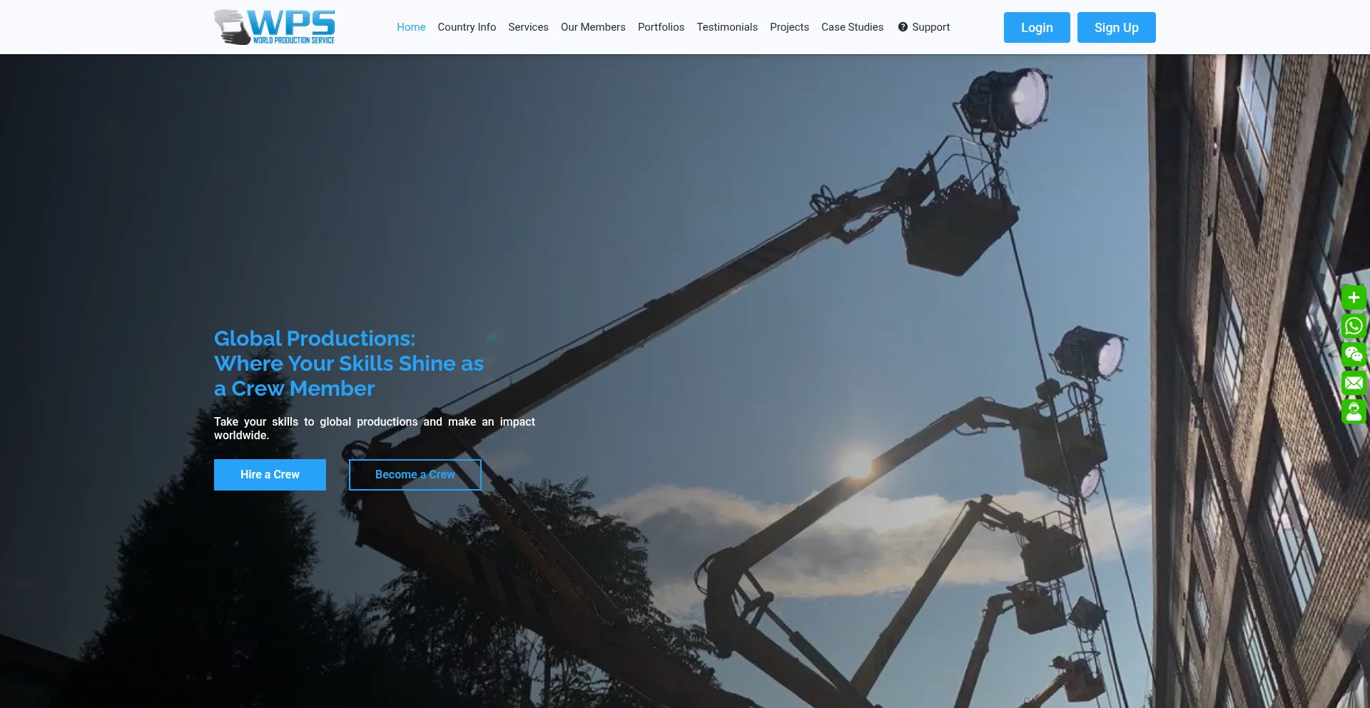 Website screenshot of Worldproductionservices.com