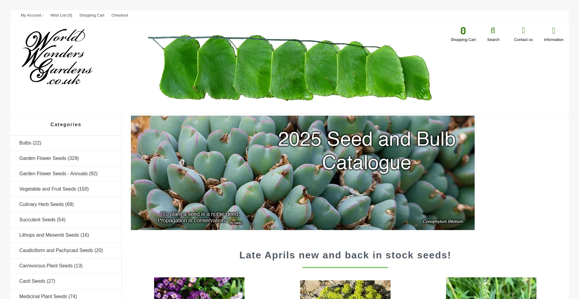 Website screenshot of Worldwondersgardens.co.uk