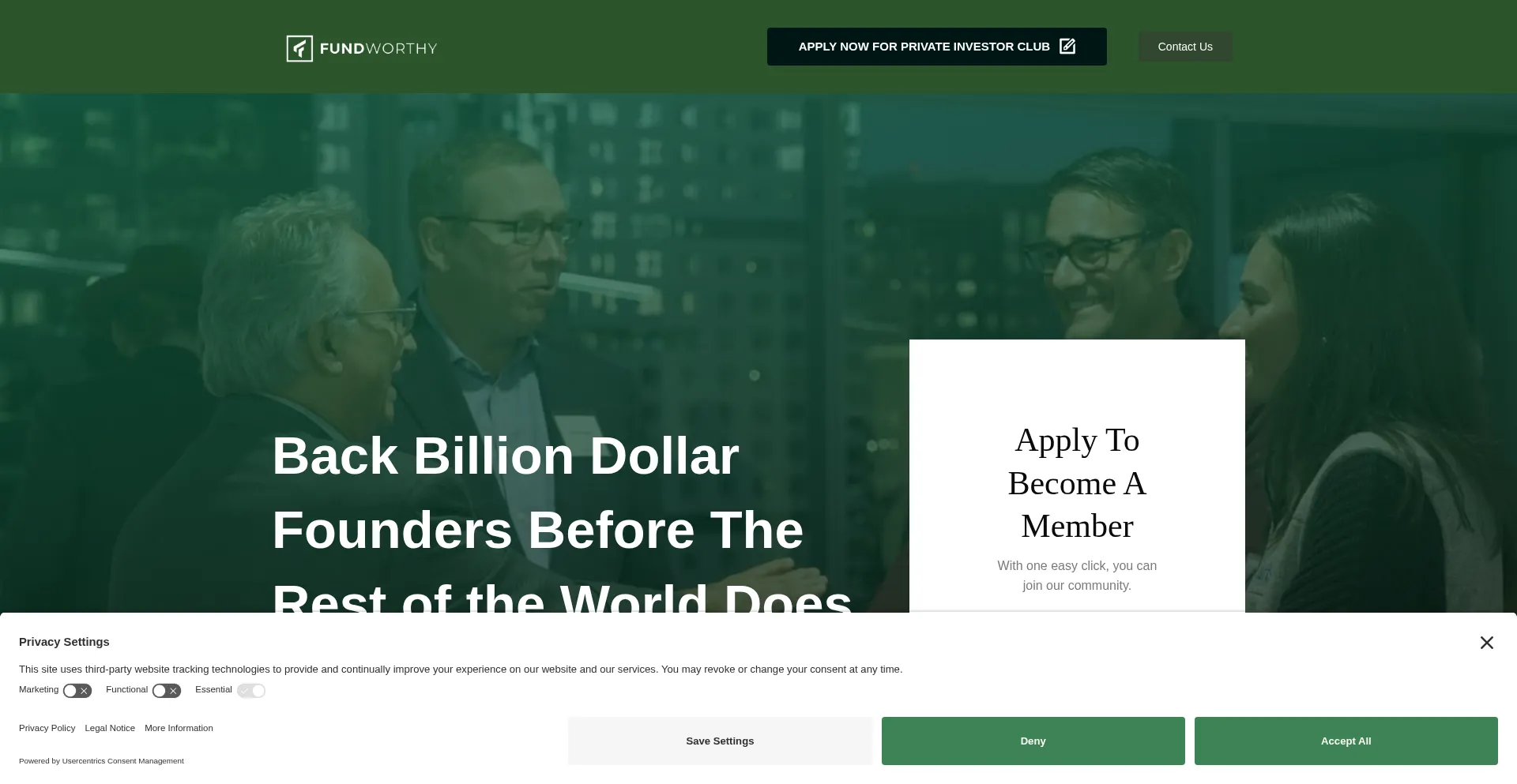 Website screenshot of Worthy.fund