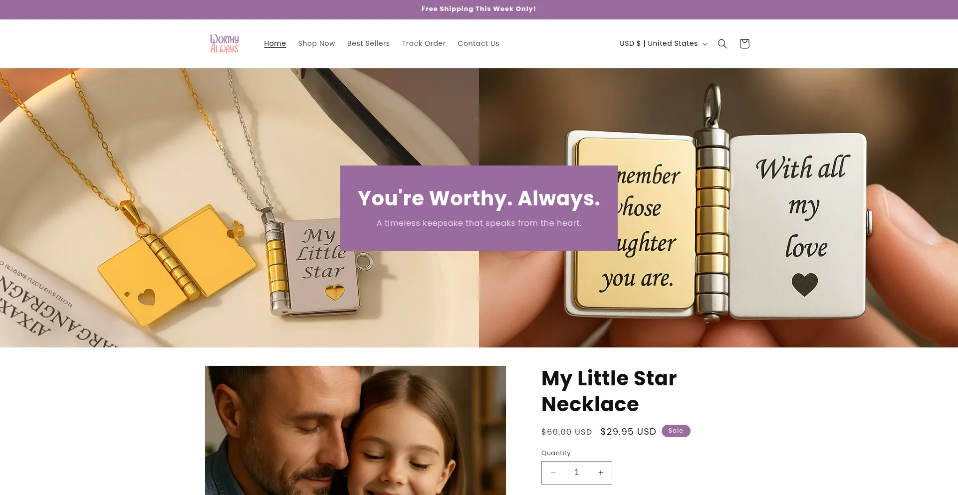 Website screenshot of Worthyalways.com