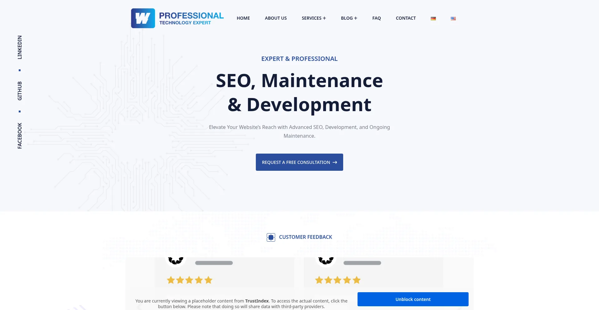 Website screenshot of Wprofessional.com