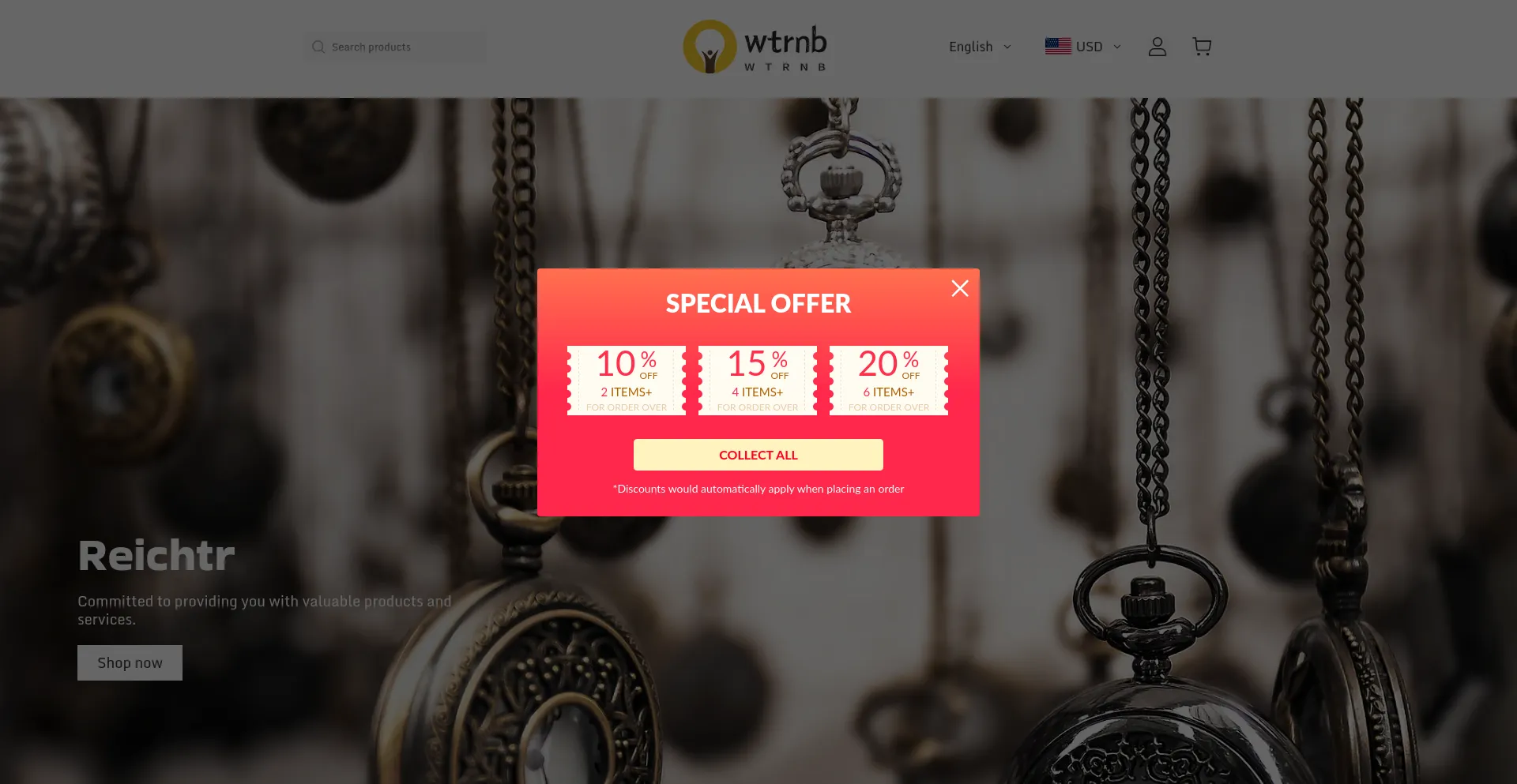 Website screenshot of Wtrnb.com