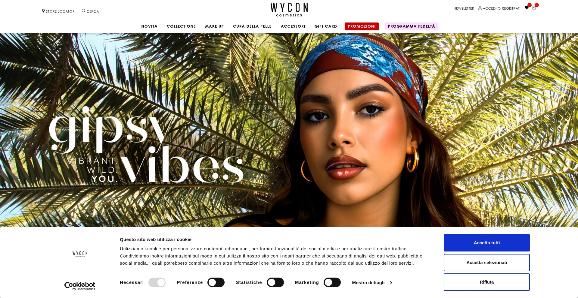 Website screenshot of Wyconcosmetics.com