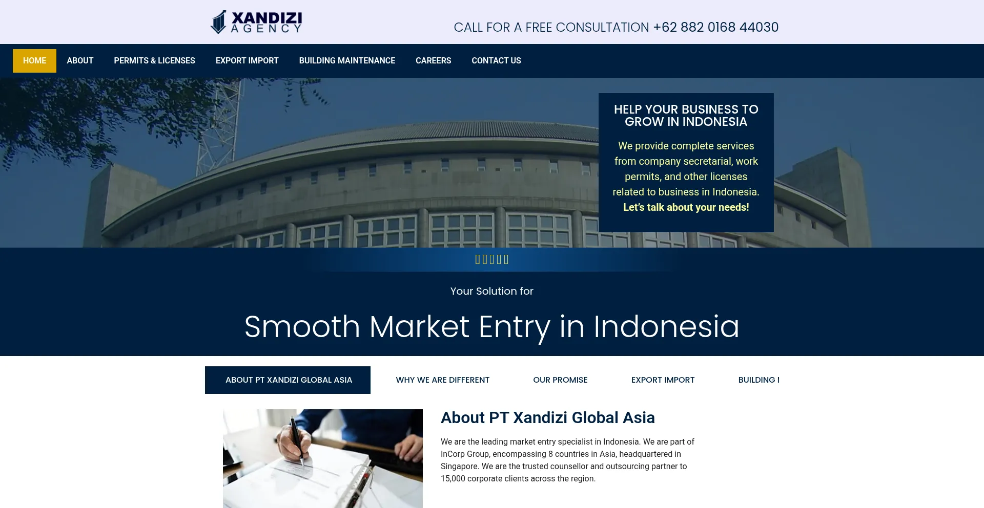 Website screenshot of Xandiziagency.com