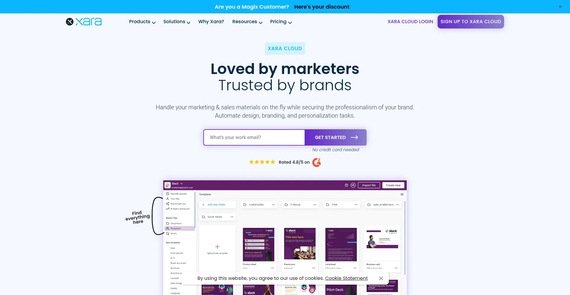 Website screenshot of Xara.com
