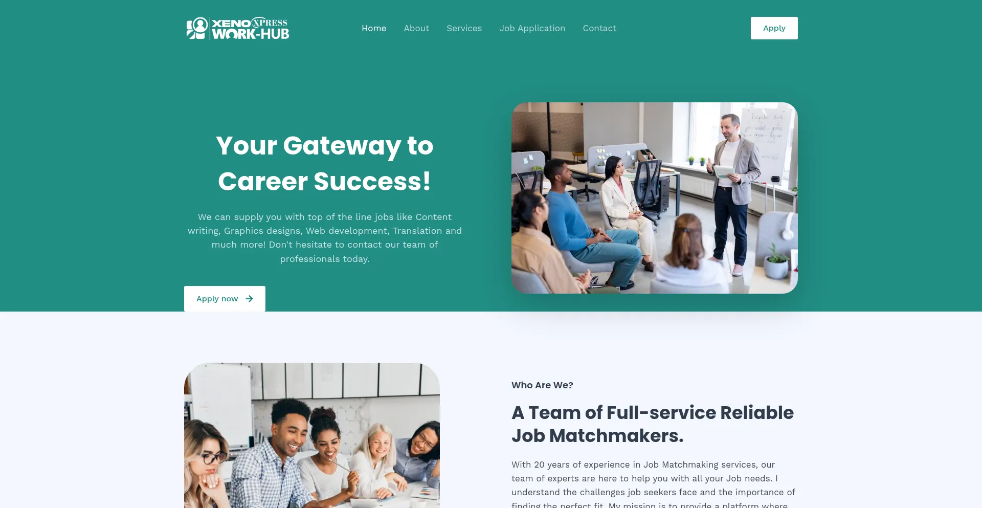Website screenshot of Xenoxpressworkhub.com