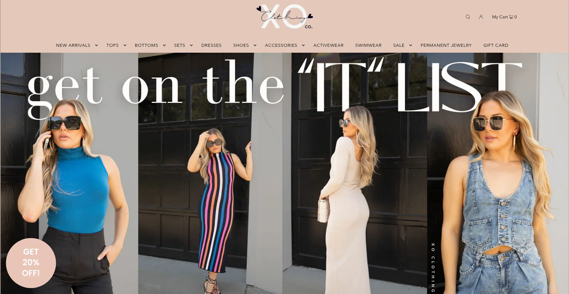 Website screenshot of Xoclothingco.com