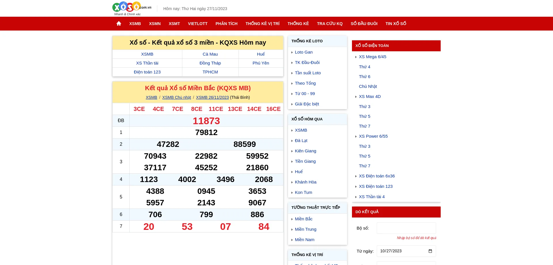Website screenshot of Xoso.com.vn