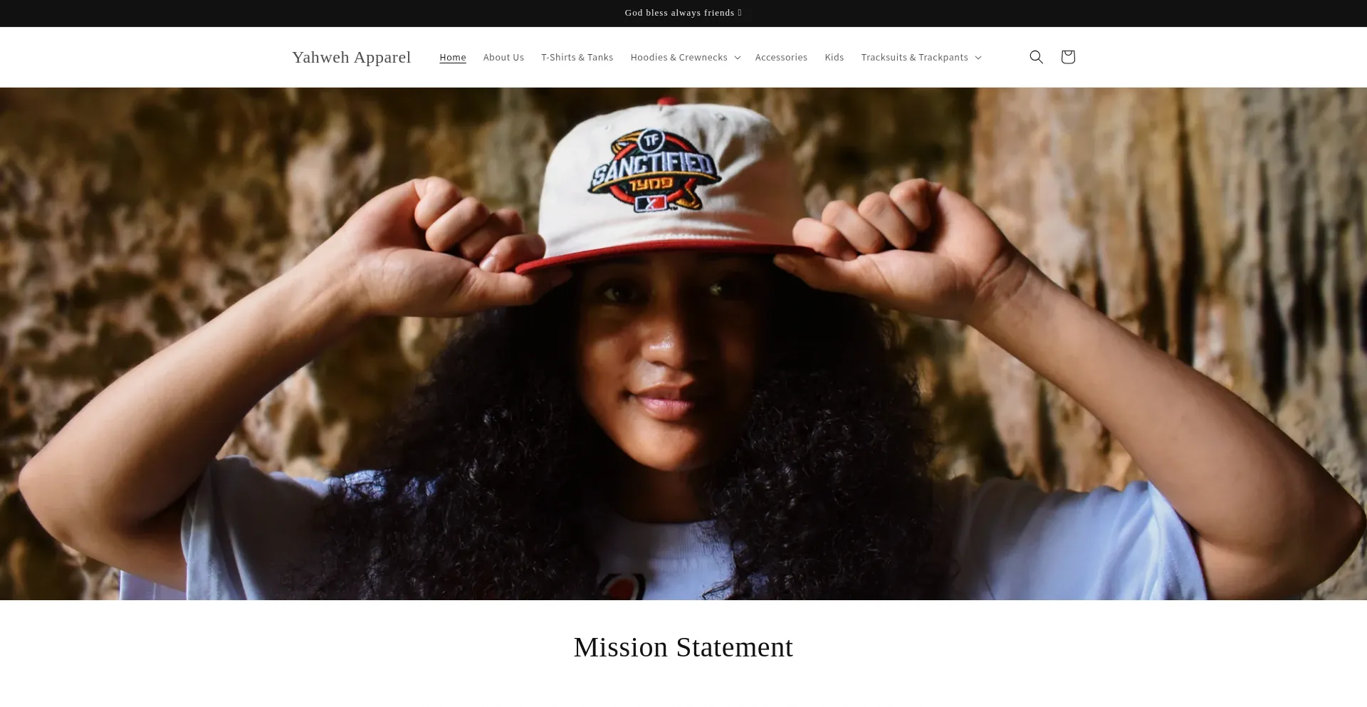 Website screenshot of Yahwehapparel.co.nz