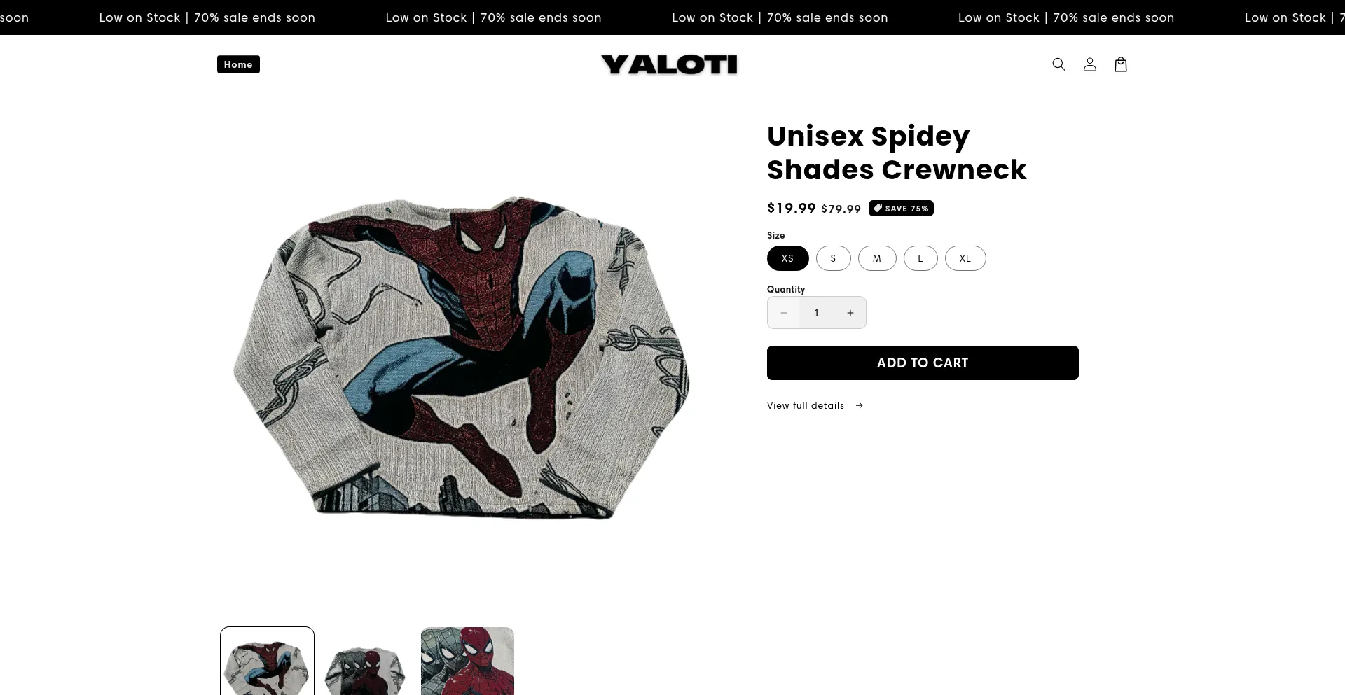 Website screenshot of Yaloticlothing.com