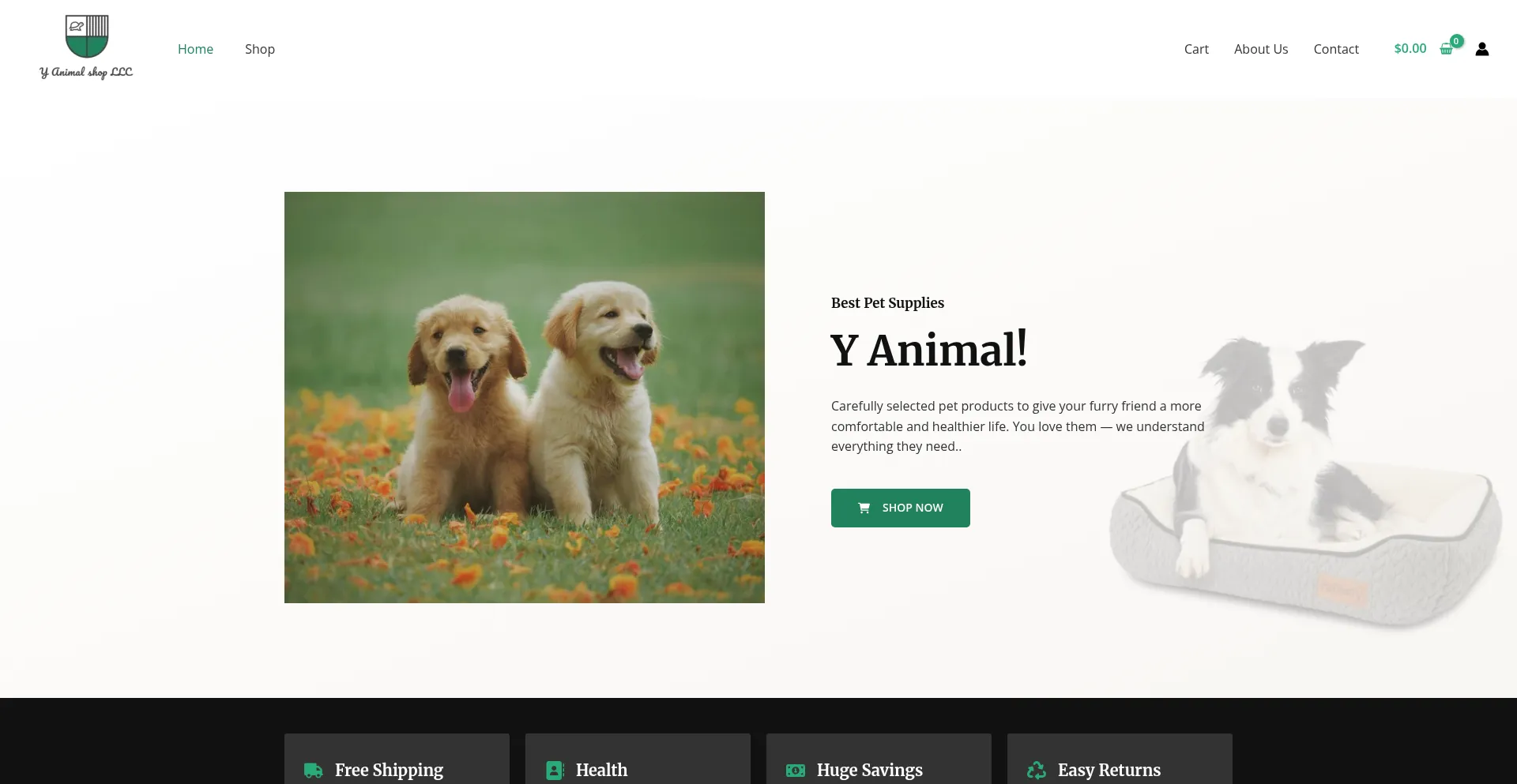 Website screenshot of Yanimalshop.com