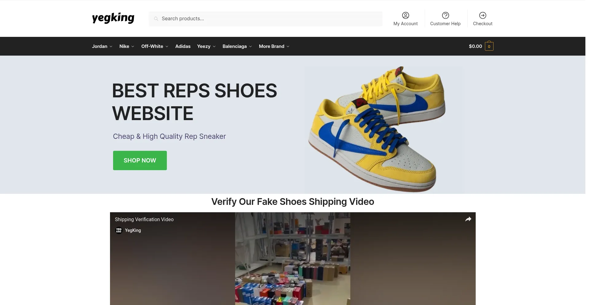Website screenshot of Yegking.net