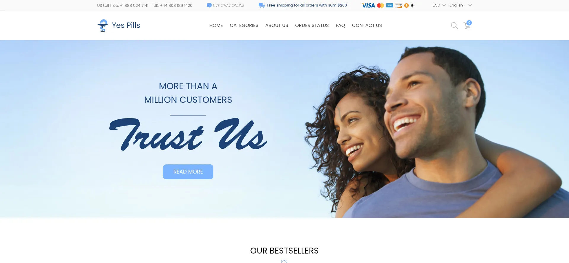 Website screenshot of Yes-pills.com
