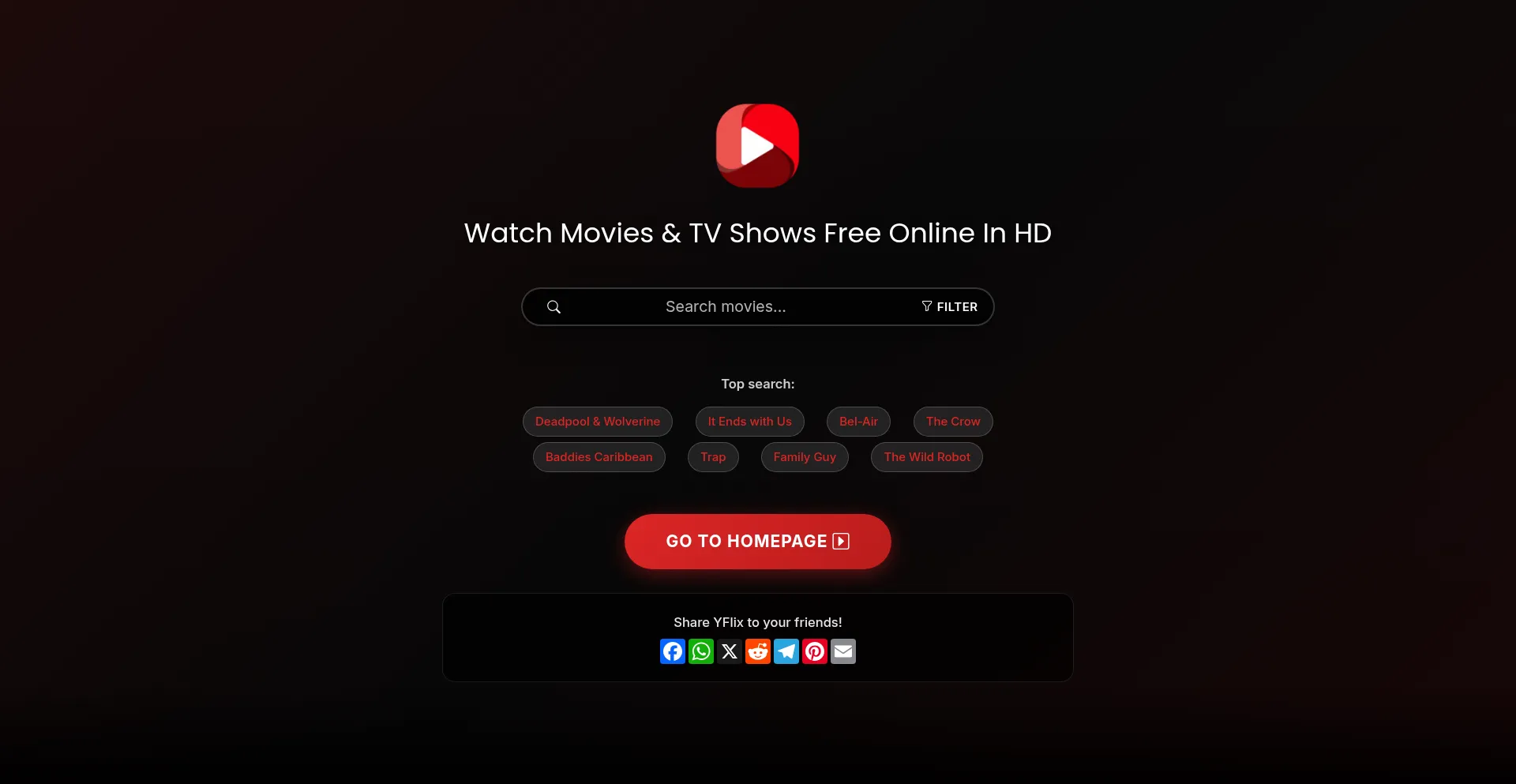 Website screenshot of Yflix.lol