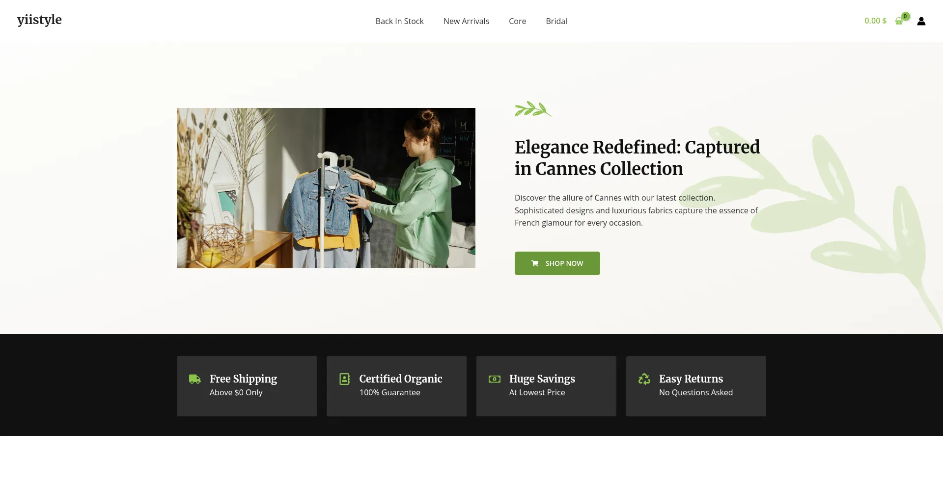 Website screenshot of Yiistyle.com