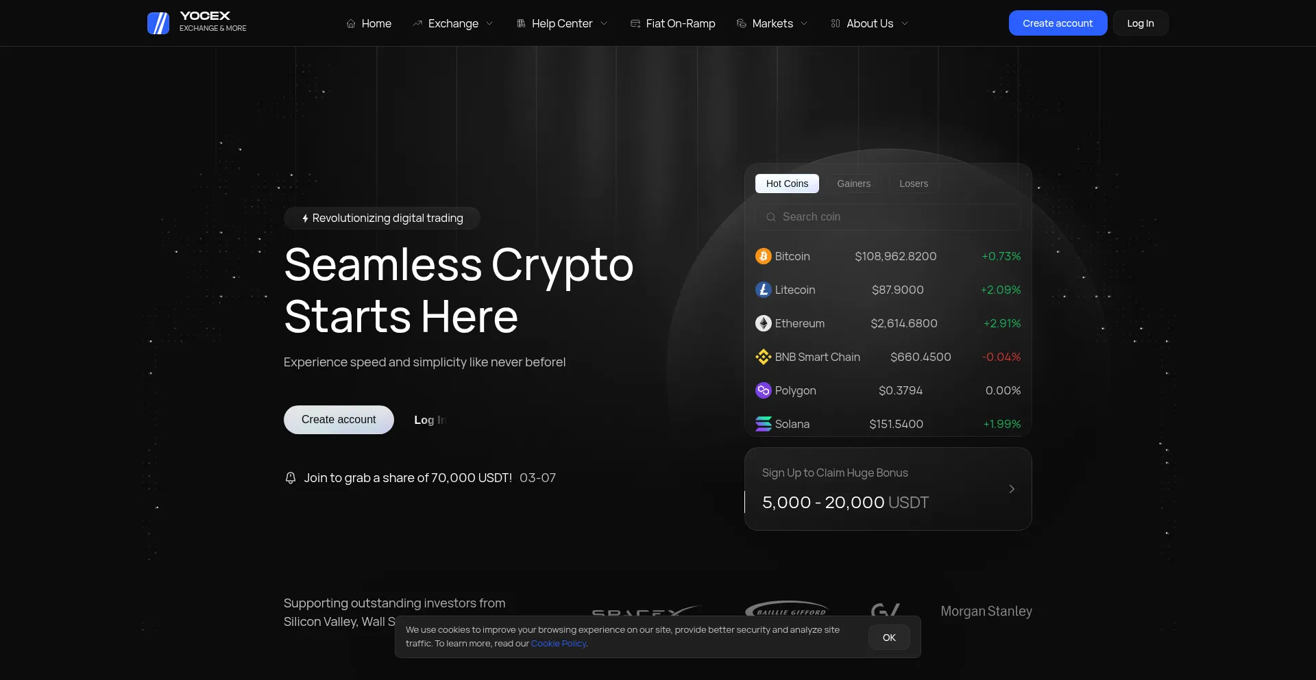Website screenshot of Yocex.com