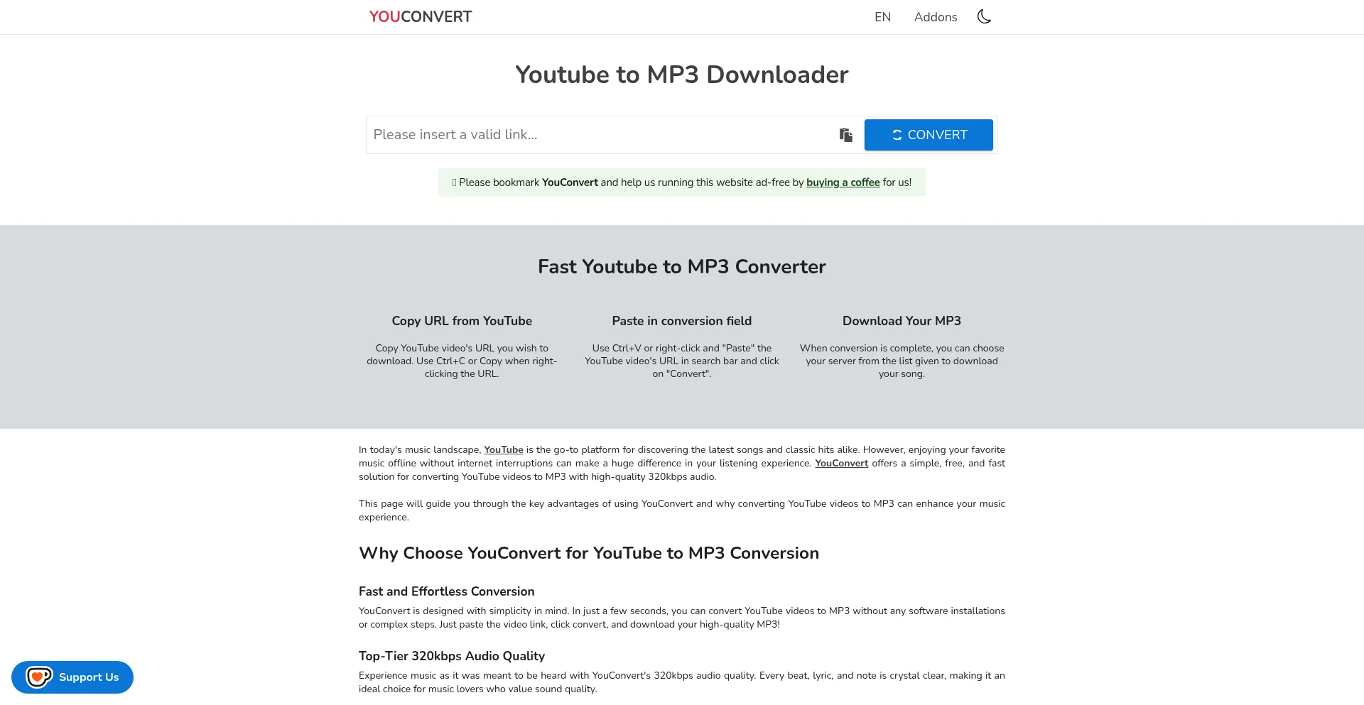 Website screenshot of Youconvert.net