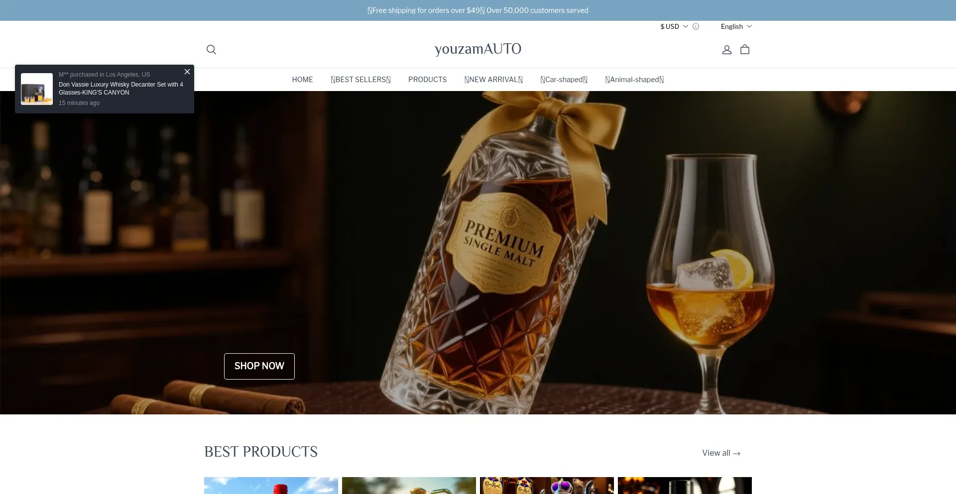 Website screenshot of Youzamauto.com