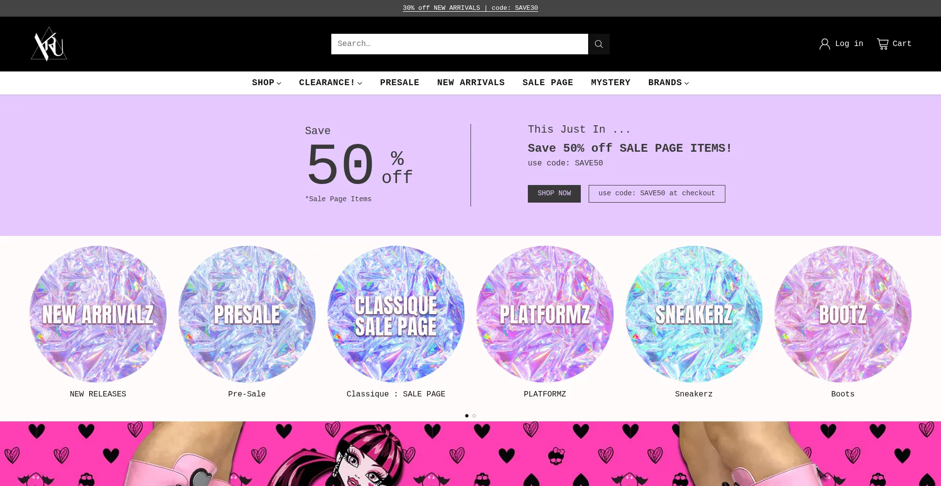 Website screenshot of Yrushoes.com